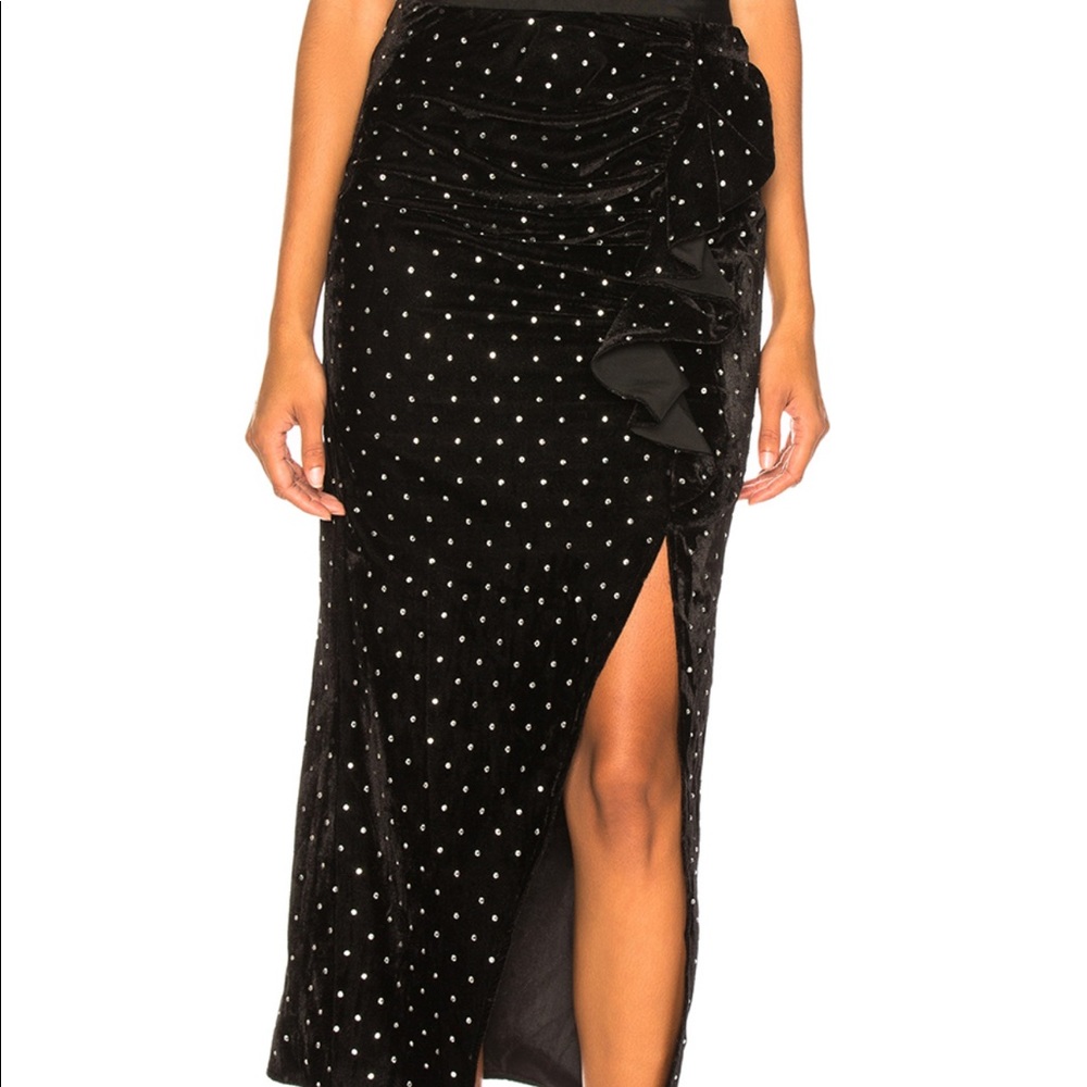 Self Portrait Velvet Diamanté Embellished Skirt